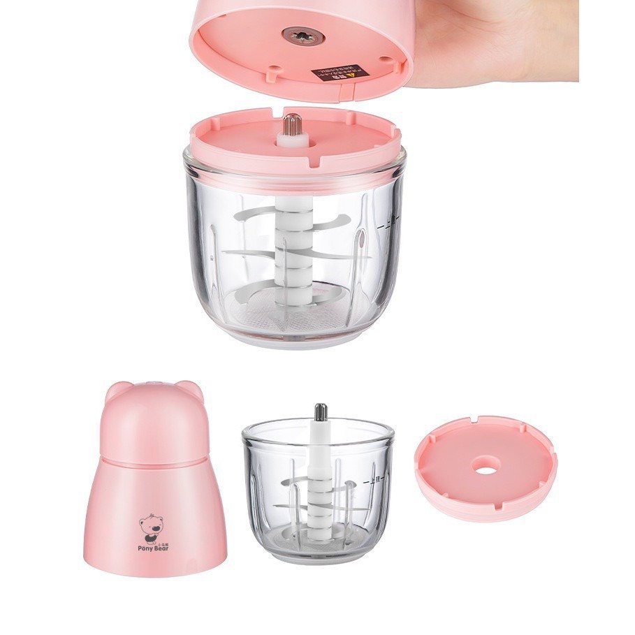 Máy Xay Đa Năng 1 Cối Ponybear Cầm Tay Xay Sinh Tố, Thịt Cá, Tỏi Ớt Cho Bé Ăn Dặm