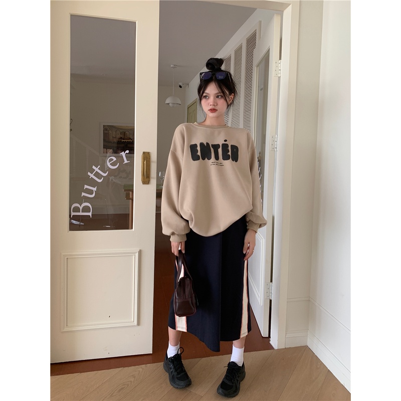 Áo Sweater Dáng Rộng In Chữ Thiết Kế Mới Thời Trang Mùa Thu Theo Phong Cách