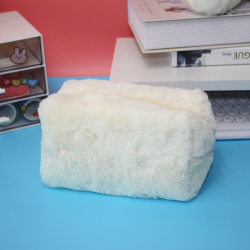 Imoda 1 Túi Đựng Bút Chì / Mỹ Phẩm Phủ Lông Sáp Mềm Mại Màu Macaron Phong Cách Ins Sáng Tạo Nhỏ Gọn Dành Cho Học Sinh