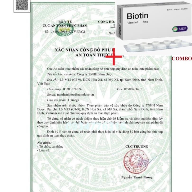 Combo Biotin 5mg+ ✅ Hamega - Hỗ Trợ Hạ Men Gan, Giải Độc và Bảo Vệ Chức Năng Gan Hộp 40 viên