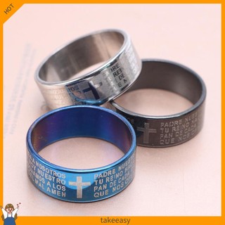 Nhẫn đeo tay bằng thép titan họa tiết chữ thập thời trang cho cặp đôi