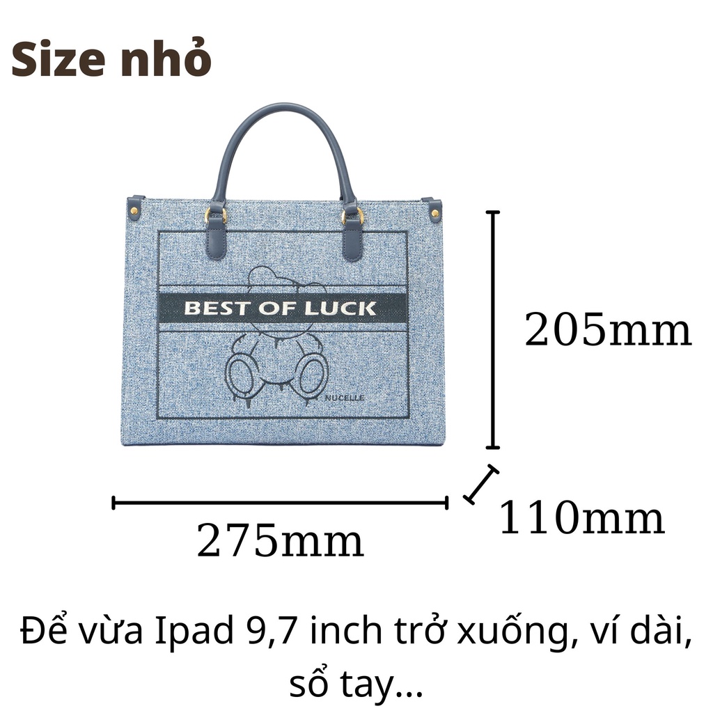 Túi xách nữ Nucelle to size lớn tote bag thời trang hàng hiệu đẹp Best of Luck 1171901 đi làm công sở