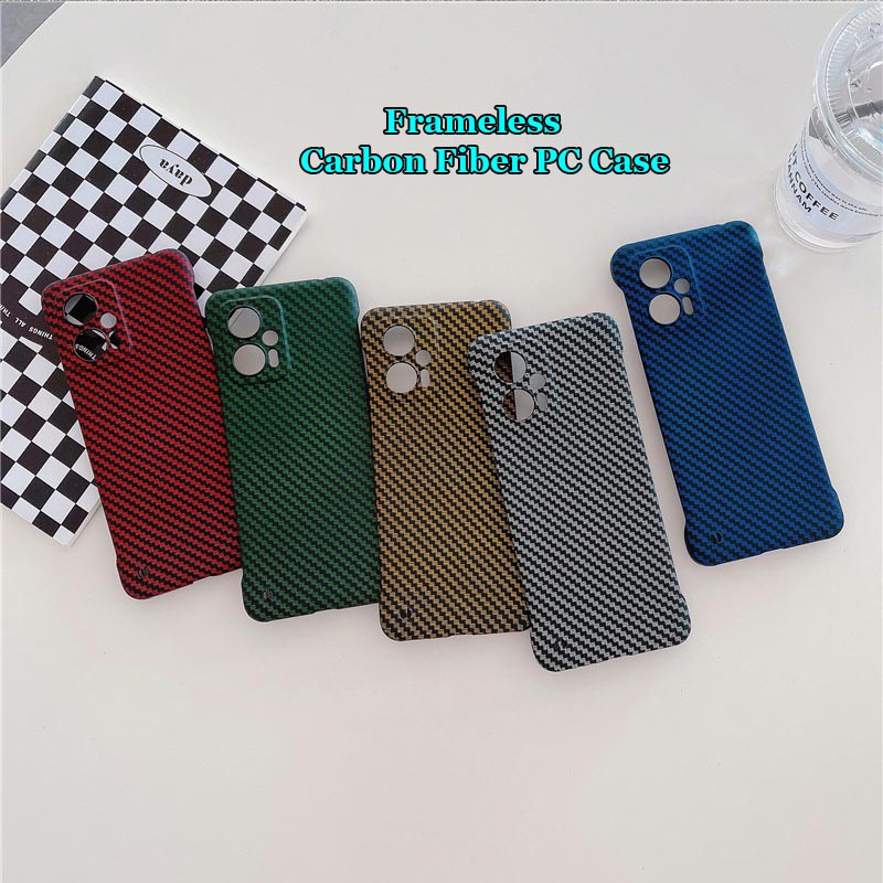 Ốp Điện Thoại PC Cứng Nhám Họa Tiết Sợi Carbon Không Khung Chống Dấu Vân Tay Cho Xiaomi Redmi Note 11T Pro Plus
