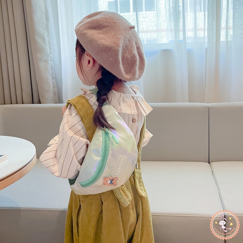 Túi Đeo Hông Bằng Da PU Màu Tương Phản Dành Cho Bé Gái