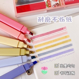 Bút hightlight 6 màu 2 đầu vuông, tròn