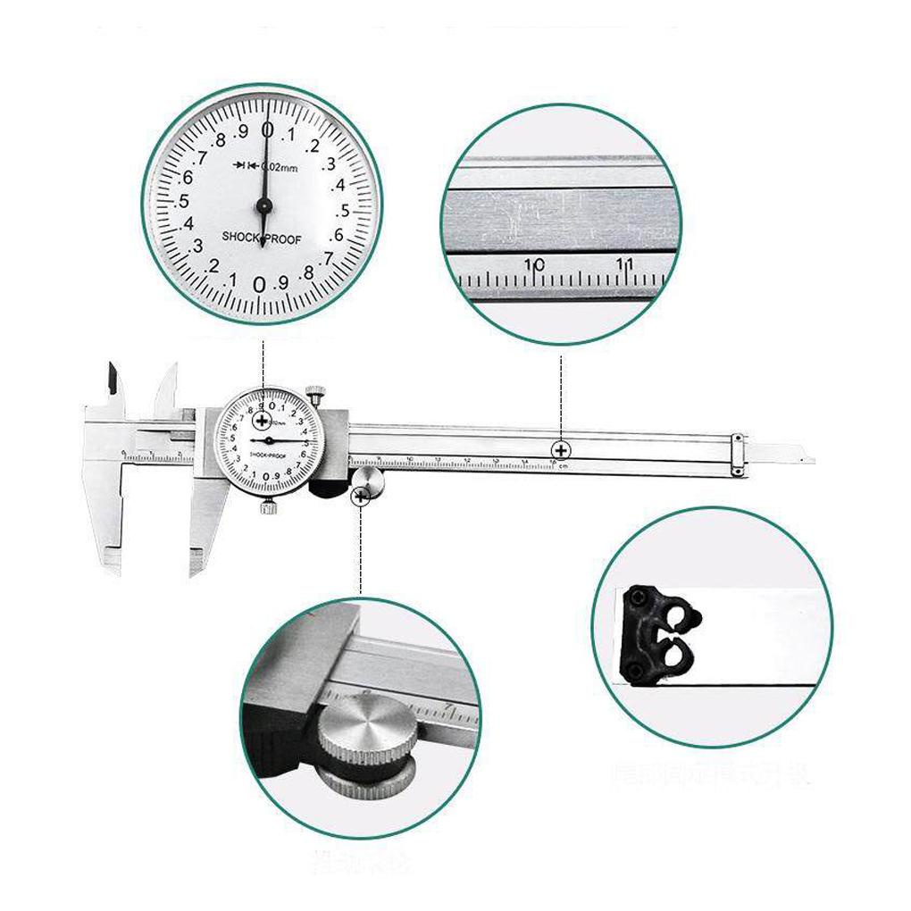 Thước Cặp Cơ Bằng Thép Carbon Chống Sốc 0 02mm