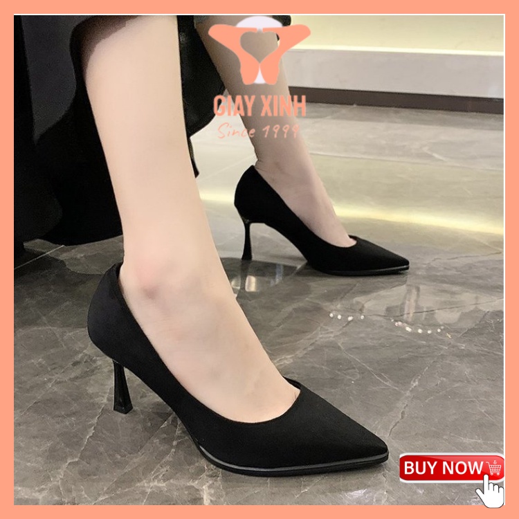 Giày Cao Gót ❤️FREESHIP❤️ Giày Nữ mũi nhọn lót giả da mềm gót cao 7,5cm Đơn Giản, Thanh Lịch D723
