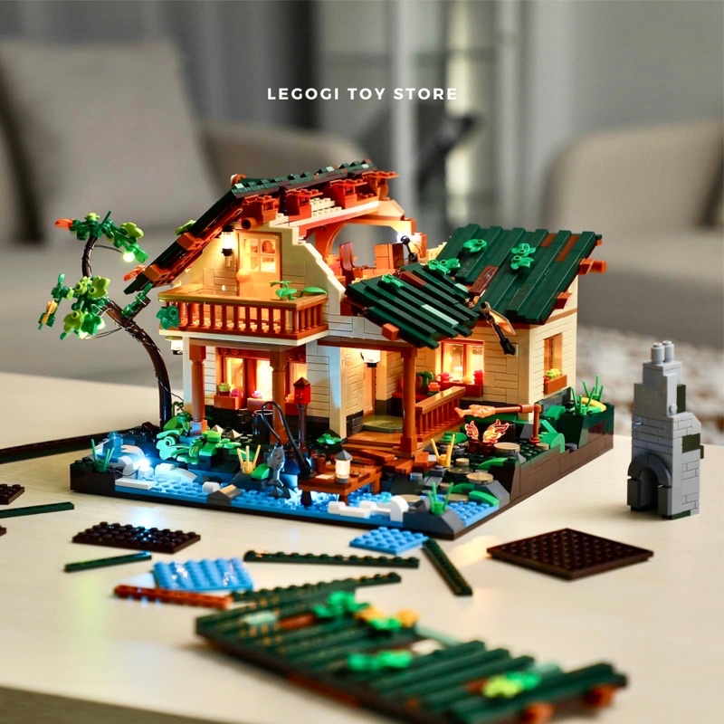 Đồ chơi xếp hình Legogi NHÀ BÊN HỒ Funwhole 1969 mảnh mô hình lắp ráp lắp ghép kiến trúc nhà trang trí phòng