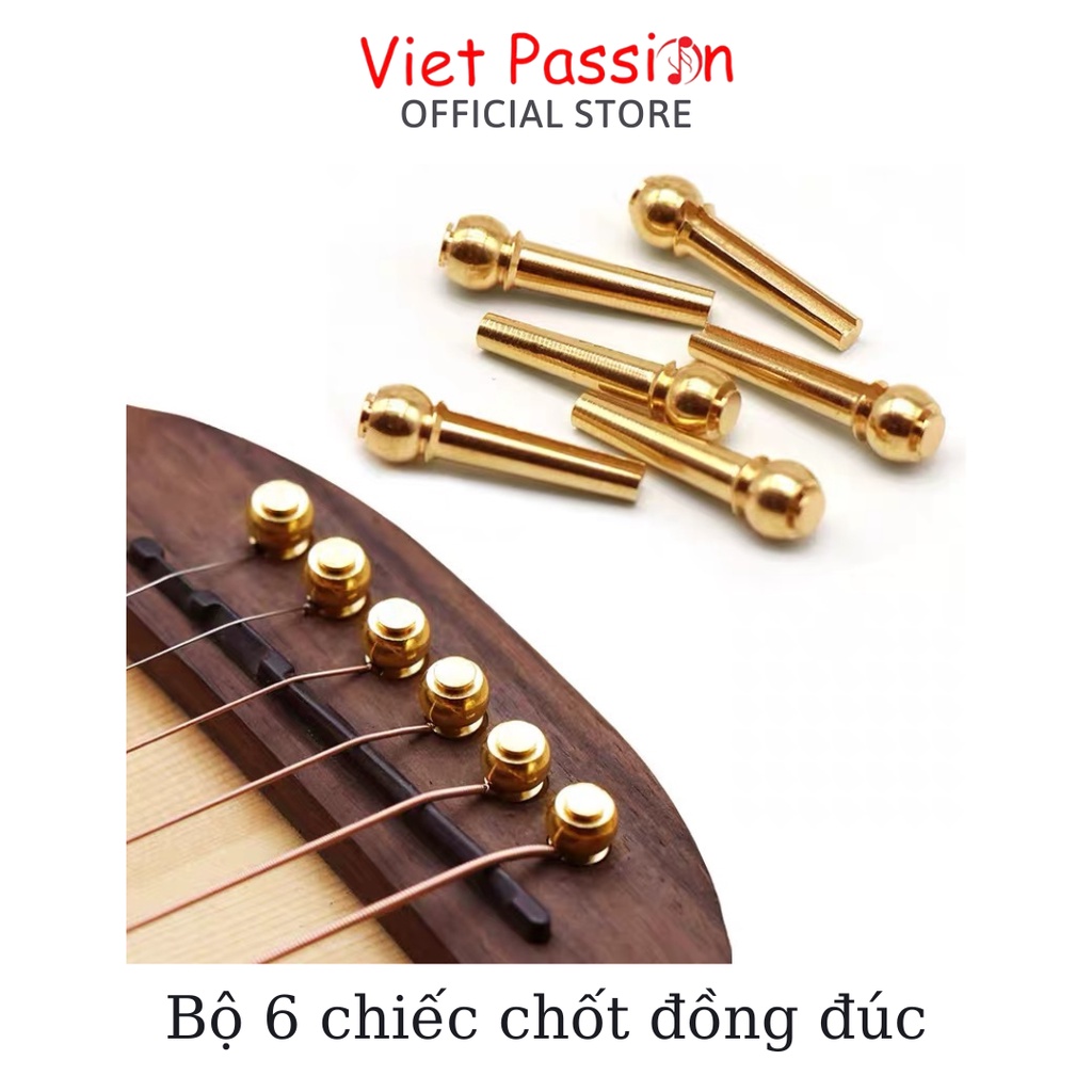 Chốt dây đàn guitar đồng thau nguyên khối đính ngọc cao cấp Viet Passion HCM