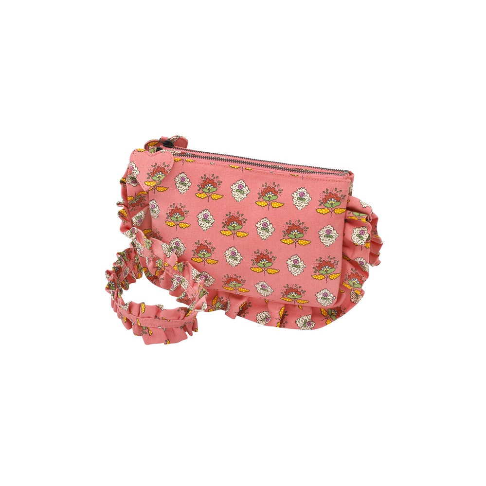 Cath Kidston - Túi đeo chéo/Organic Cotton Ruffle Cross Body - Stamp Paisley - Pink