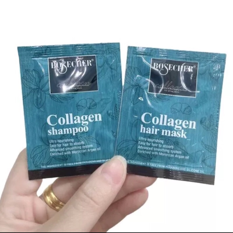 Cặp dầu gội xả gói Bosecher 5mlx 2- cặp