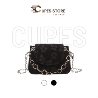 Túi xách nữ đeo chéo kích thước mini họa tiết cánh hoa cá tính, có hai màu đen và trắng