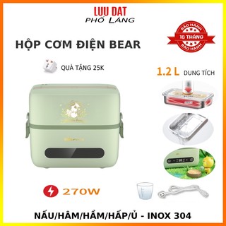 Hộp nấu hâm cơm điện bear inox 2 tầng dfh-b12k5