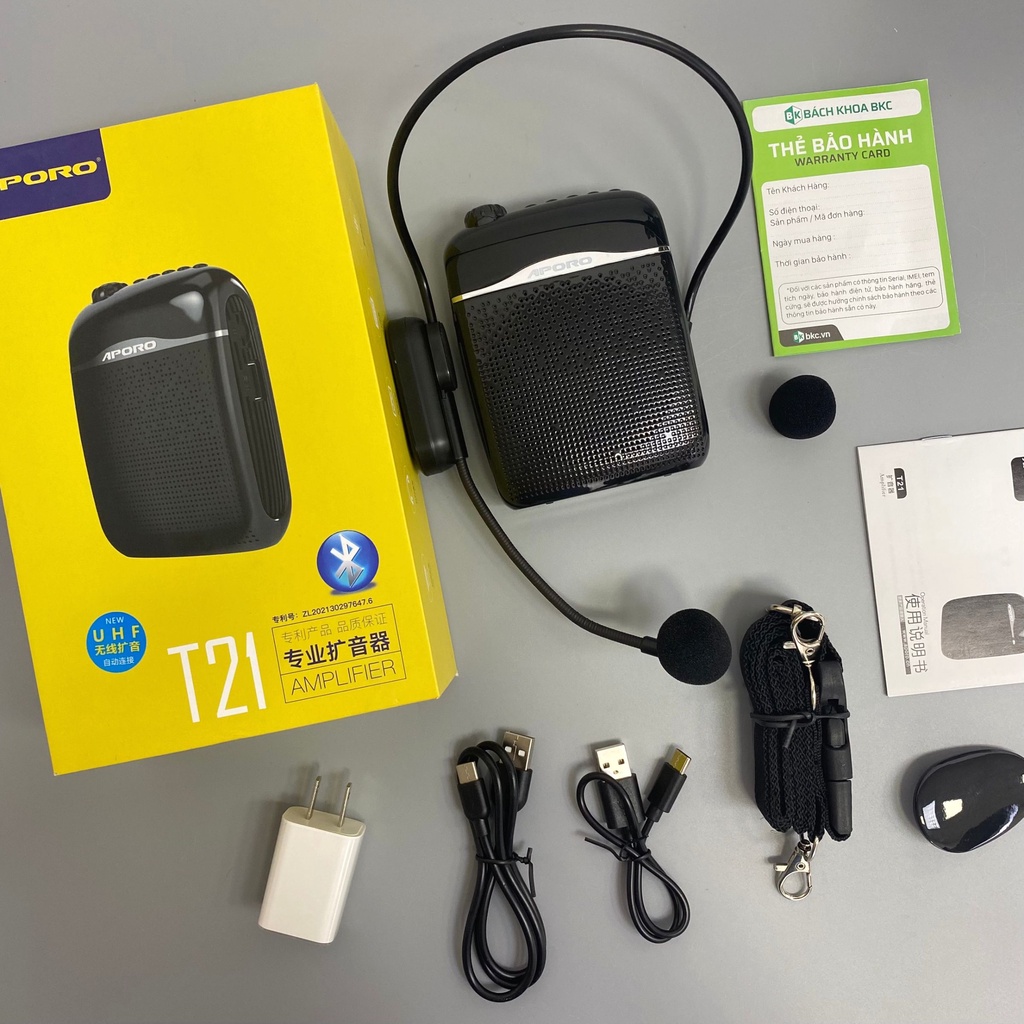 Máy trợ giảng không dây Aporo T21 Hỗ trợ thẻ TF, AUX, Ghi âm, FM, Bluetooth,Usb [ BẢO HÀNH 12 THÁNG ] | BigBuy360 - bigbuy360.vn
