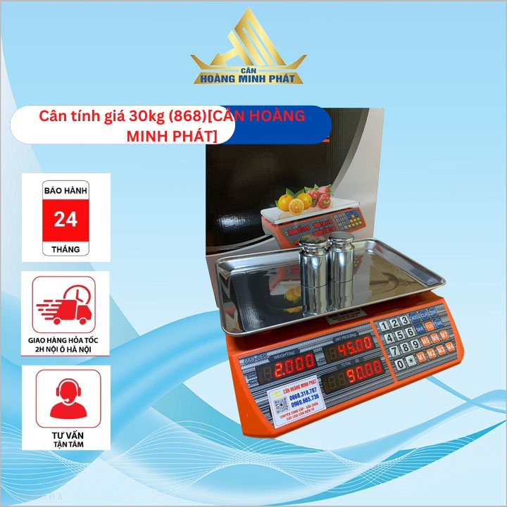 Cân Điện Tử Tính Tiền - Bán Trái Cây, Thực Phẩm ở Chợ Siêu Thị - 30kg/5g (868) ĐÀI LOAN [ CÂN HOÀNG MINH PHÁT ]