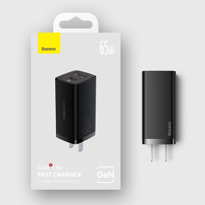 [Mã ELBMO2 giảm 12% đơn 500K] Bộ sạc nhanh USB Baseus 65W GaN2 4.0 3.0 hỗ trợ SCP