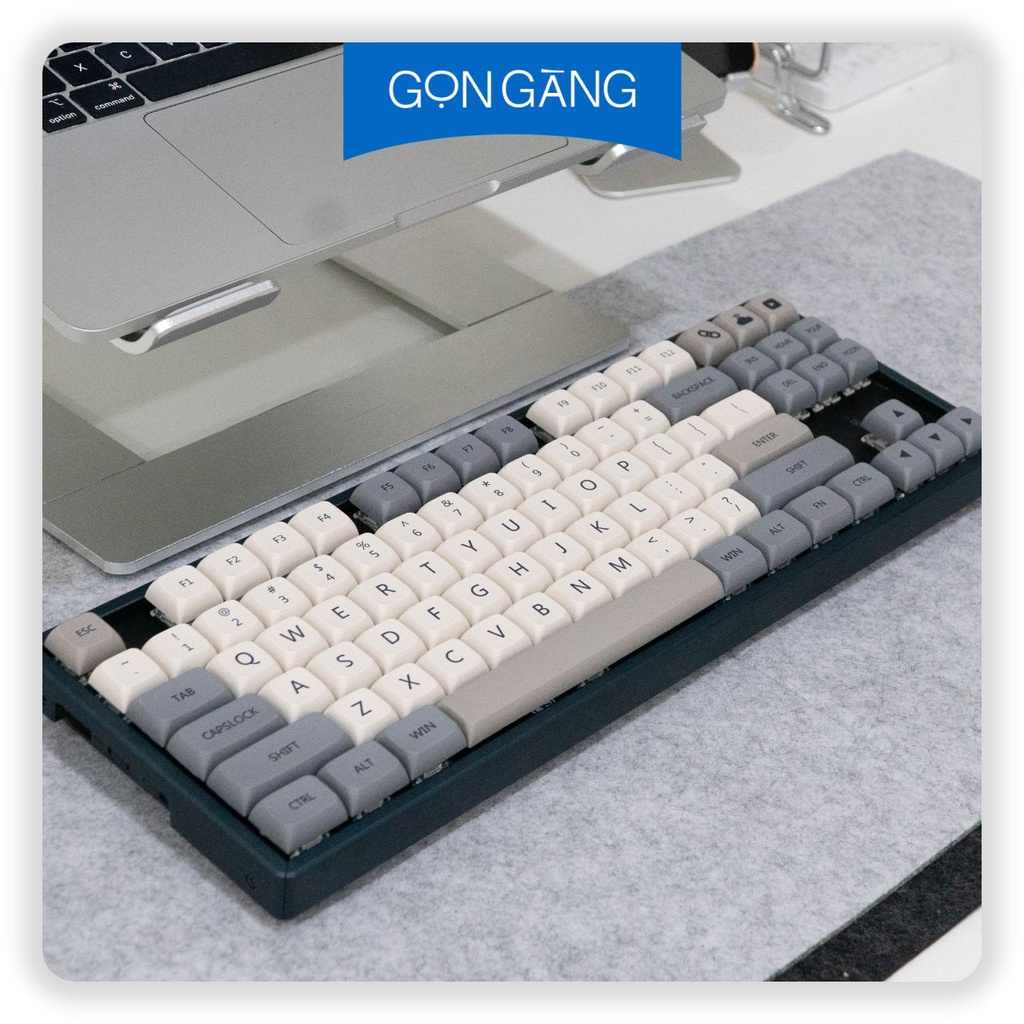 Keycap XDA cho bàn phím cơ, màu Shimmer Retro xám trắng tối giản, 120 phím