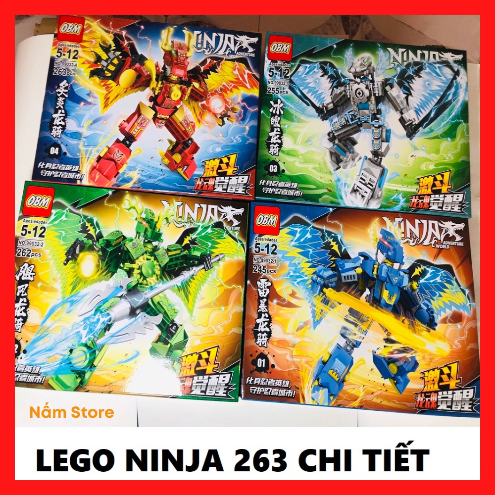 LEGO Ninja Go Rồng 263 mảnh, đồ chơi lắp ghép lego rồng 4 màu, đồ chơi lắp ráp nhiều chi tiết tăng tư duy cho bé