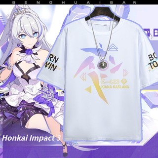 Honkai Impact 3 Inflammation of the law of the character time gravel by light impression T-shirt around short-sleeved summer men and women casual on clothes
