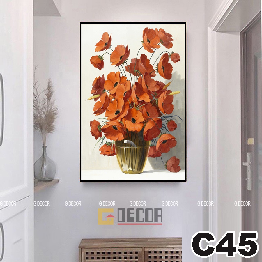 Tranh treo tường canvas 1 bức phong cách hiện đại Bắc Âu 43, tranh hoa trang trí phòng khách, phòng ngủ, spa, cửa hàng