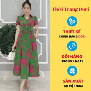 Đầm Đầm Hoa Cổ Sơ mi Cao Cấp - Thương Hiệu Dori - Dp166 (Ảnh Thật, Có Big Size)