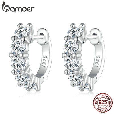 Bamoer Khuyên Tai Bạc 925 Đính Đá Lấp Lánh Thời Trang Cho Nữ Nissanite MSE005