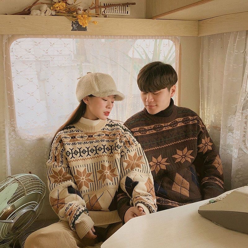 Áo Len Vintage Hoạ Tiết Mùa Thu