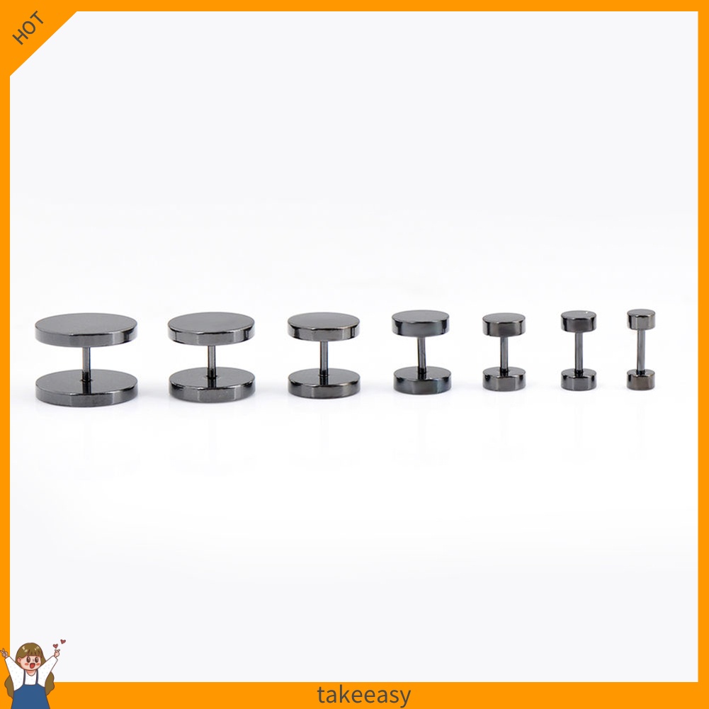 Khuyên tai màu đen bằng thép không gỉ kiểu dáng tròn 3mm - 14mm phong cách punk thời trang cho nam