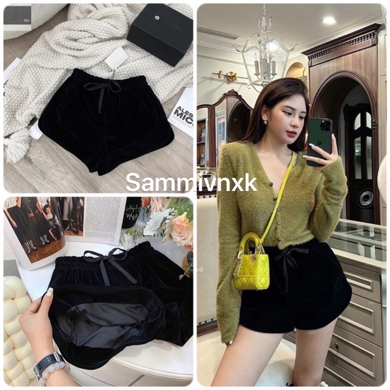 Q01- Quần short nhung cạp chun nơ hàng 2 lớp Sammivnxk☘️Freeship