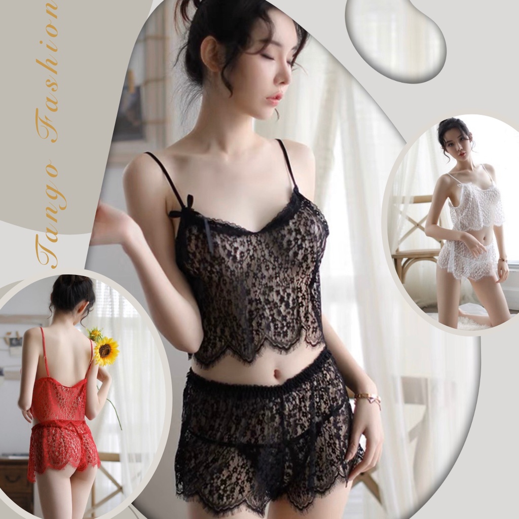 Đồ Bộ Ngủ Phối Ren Họa Tiết Hoa Nhí Quyến Rũ Gợi Cảm [TANGO FASHION]