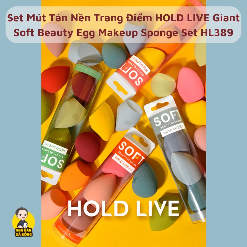 Set Mút Tán Nền Trang Điểm HOLD LIVE Giant Soft Beauty Egg Makeup Sponge Set HL389
