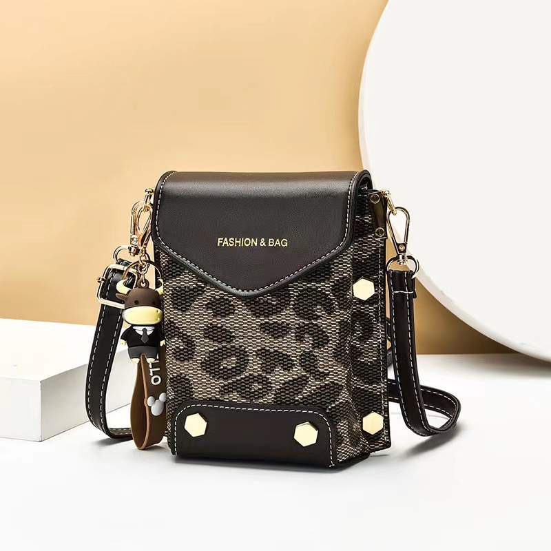 Ielgy Túi Đeo Chéo mini Đựng Điện Thoại Họa Tiết Da Báo Thiết Kế Độc Đáo Cho Nữ