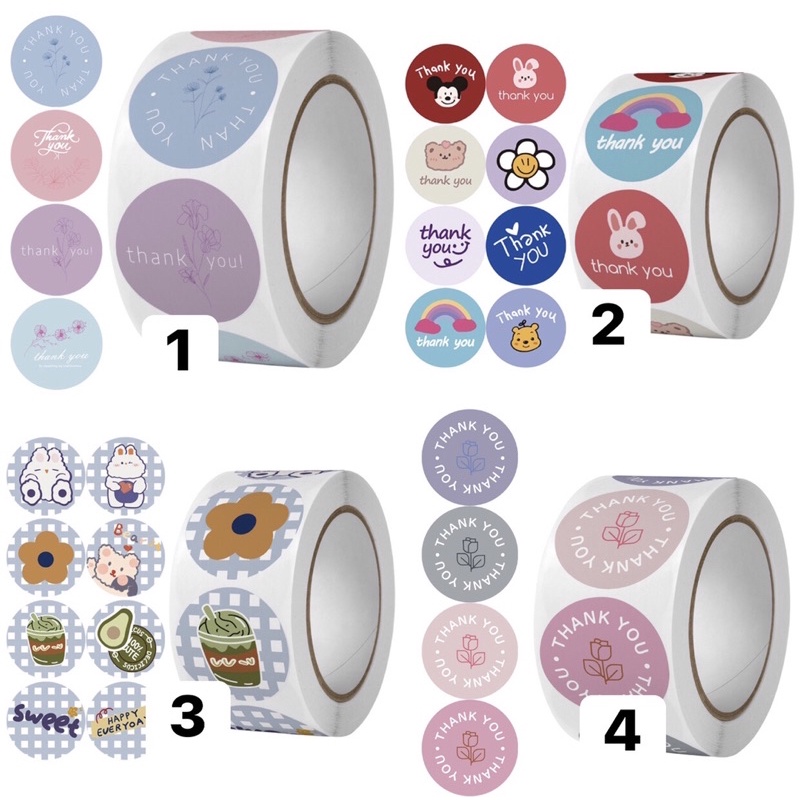 Cuộn 500 miếng tem tròn sticker chữ thank you cảm ơn