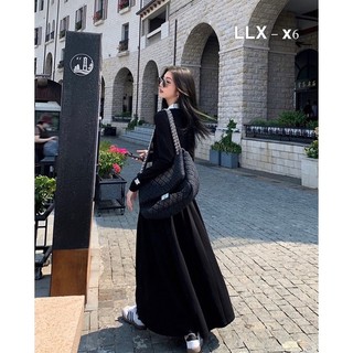 Đầm dáng xoè dài tay cổ bẻ