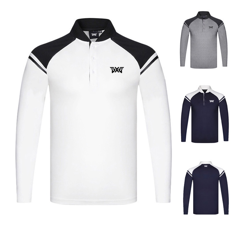 Mùa thu mới golf jersey nam dài tay thể thao sấy nhanh thoáng khí căng thẳng thông thường quần áo chơi gôn đa năng polo