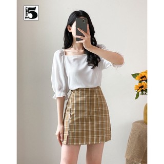 Áo sơ mi kiểu nữ dáng lửng cổ vuông nhún tay Twentyfive N1023