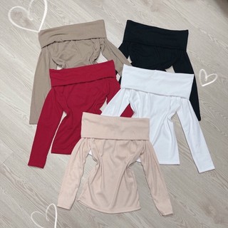 Áo bẹt vai chất thun gân xinh