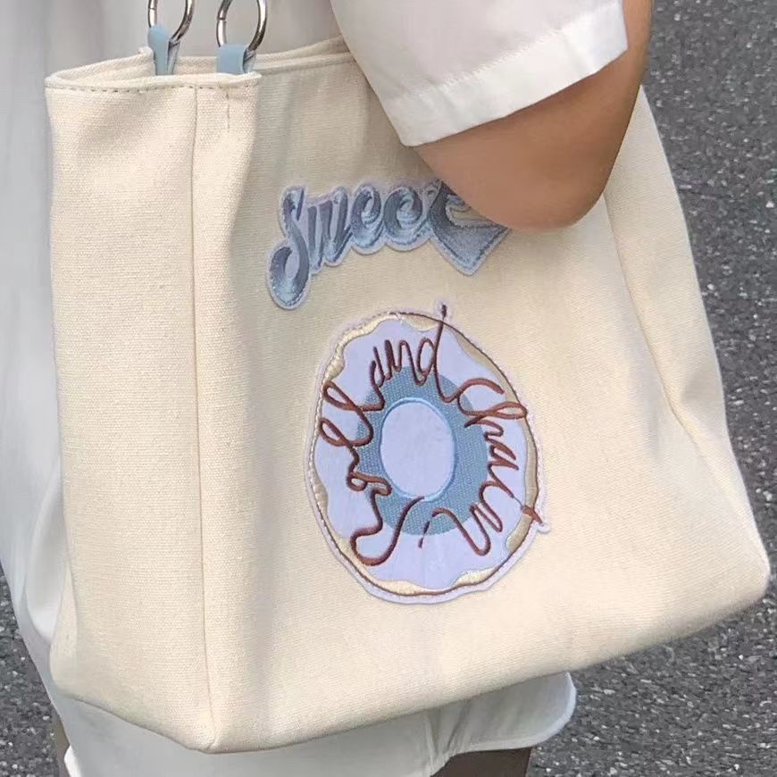 Túi xách Công suất lớn Túi đeo vai In thêu Hàn Quốc Túi vải 31 X 27 X 12CM
