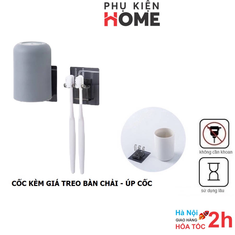 Cốc Nhựa Đánh Răng Và Giá Treo Bàn Chải Đánh Răng Dán Tường Nhà Tắm Siêu Chắc, Sản Phẩm Tiện Lợi. Phụ kiện home 5216