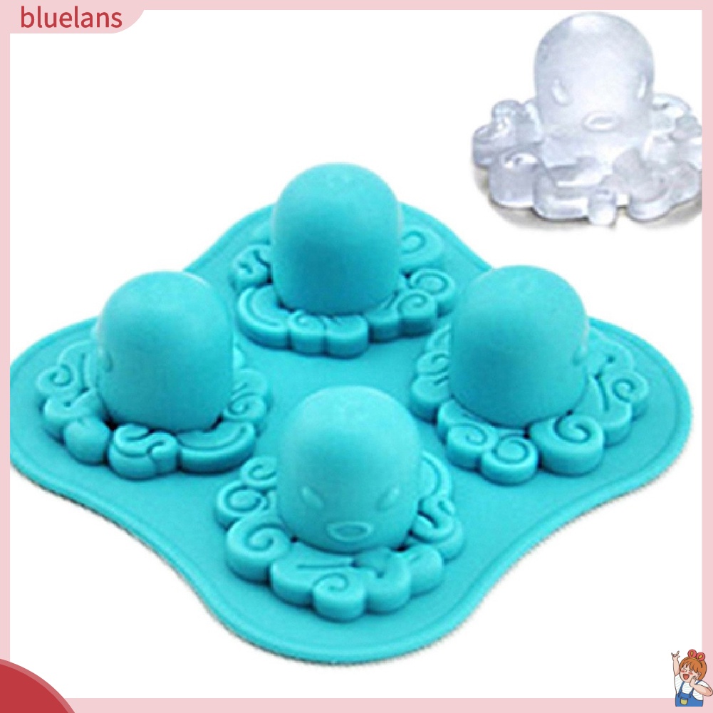 Khuôn silicone làm đá cục hình bạch tuộc 4 ngăn