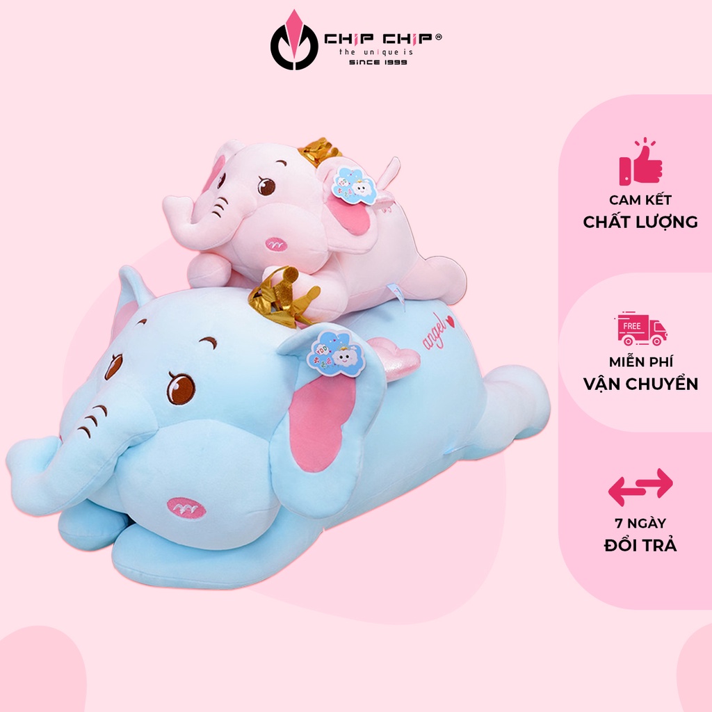 Gối ôm voi hồng, thú nhồi bông cao cấp mềm mịn dễ thương - Chip Chip Shop