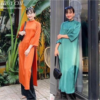 Áo dài dáng xuông may sẵn, áo dài cách tân lụa cao cấp hàng sẵn,áo dài trẻ trung năng động