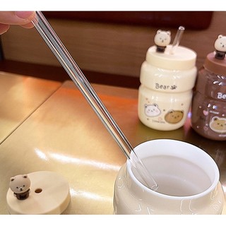 Bình Giữ Nhiệt Hình Gấu Bear Kèm Ống Hút