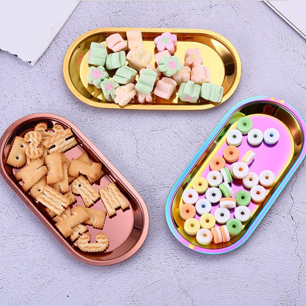 Khay Đựng Thức Ăn Tráng Gương Bằng Kim Loại Nhiều Màu Sắc