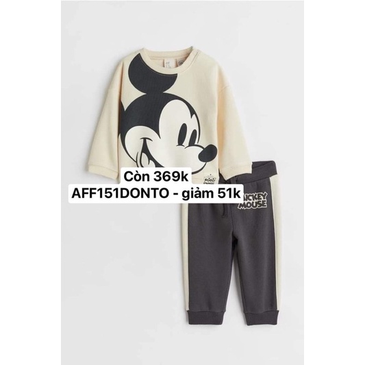 Bộ nỉ bông H&M auth hình chuột mickey