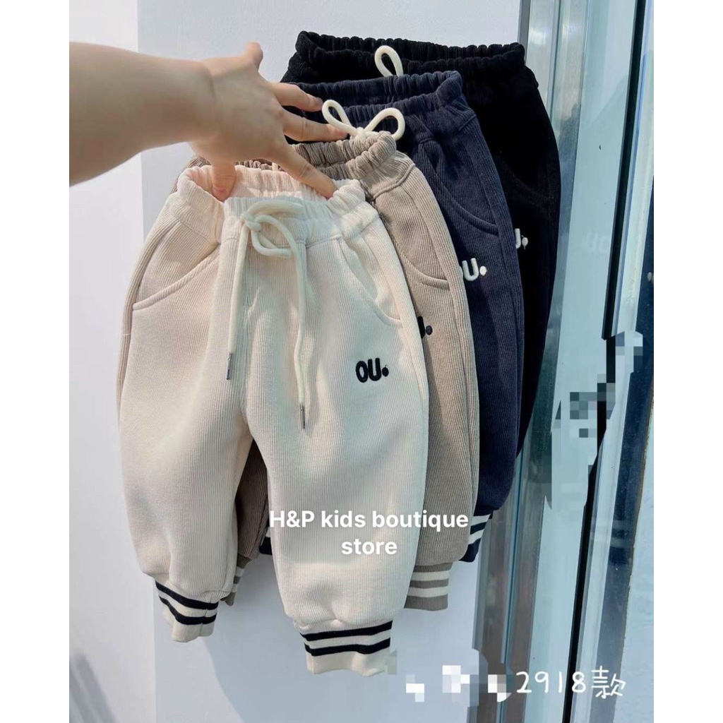 Quần Dài Nhung Tăm Cho Bé Trai, Quần Dài Bo Gấu Ống Đứng Kidbabyonline K163