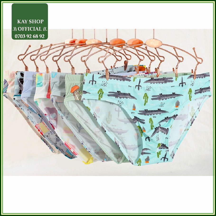 Quần lót nam tam giác thun lạnh họa tiết hoạt hình trẻ trung - Quần sịp nam ôm mông căng tròn đẹp mặc mát mẻ