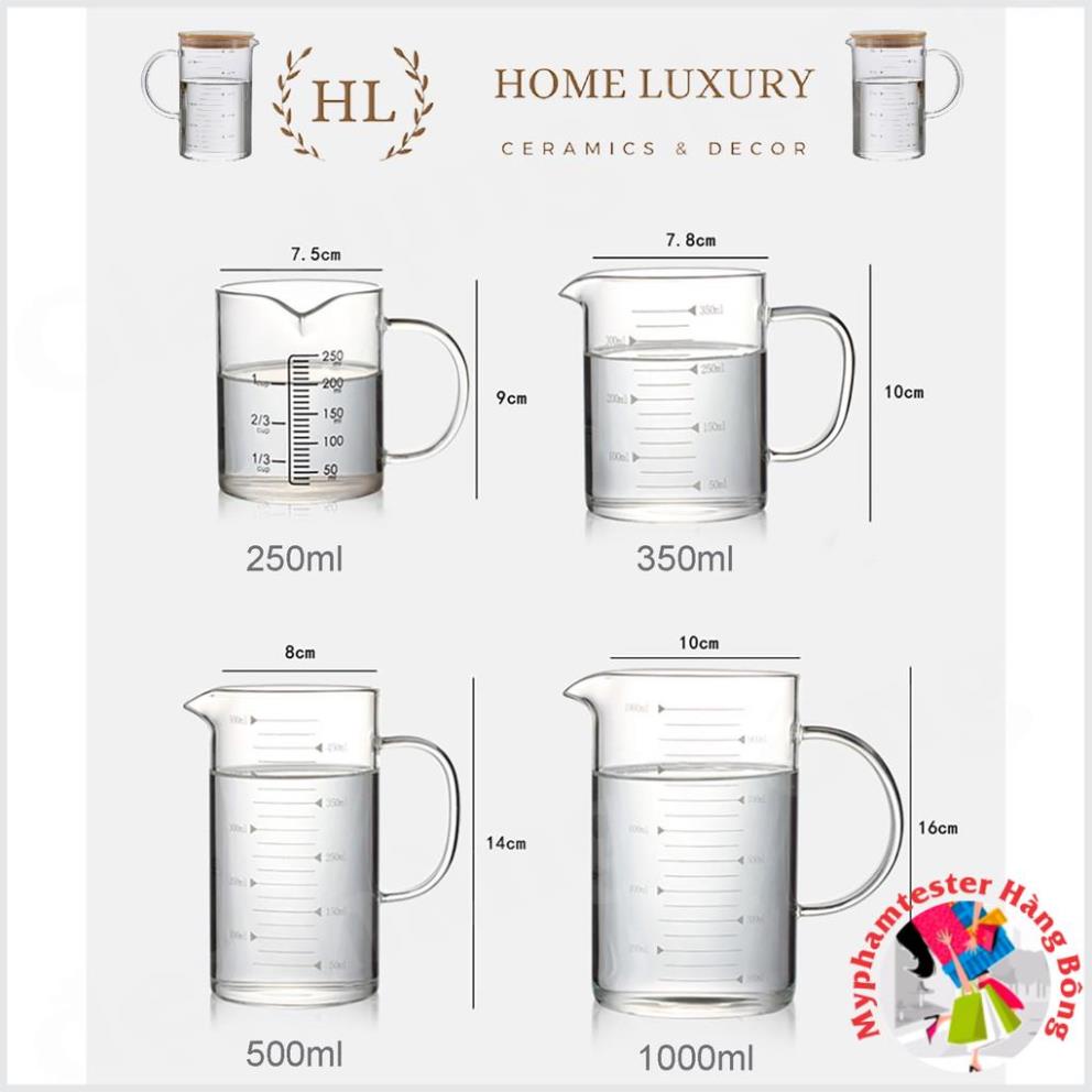 CA THỦY TINH CÓ VẠCH CHIA ĐỊNH LƯỢNG KÈM NẮP GỖ TRE CAO CẤP | CA ĐONG THỦY TINH ĐỊNH LƯỢNG KÈM NẮP GỖ TRE DECOR
