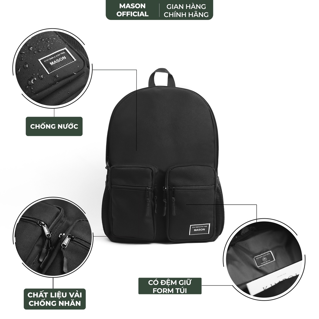 Balo nam nữ unisex đựng Laptop 15,6 inch chất vải chống nước cao cấp Double Backpack thương hiệu MASON - M14