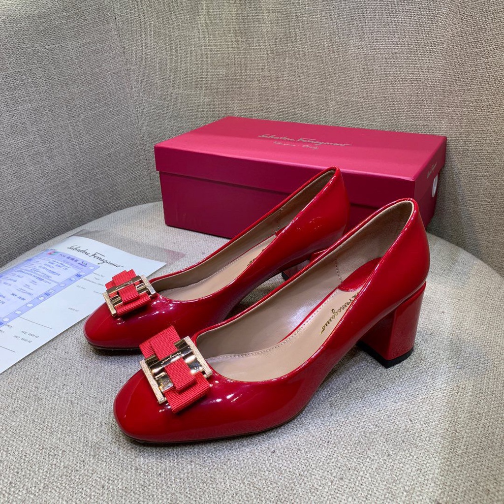 ! Giày Cao Gót Da Bò Mềm Đế Bằng Đính Nơ 5 Màu Lựa Chọn ferragamo Lady 2022